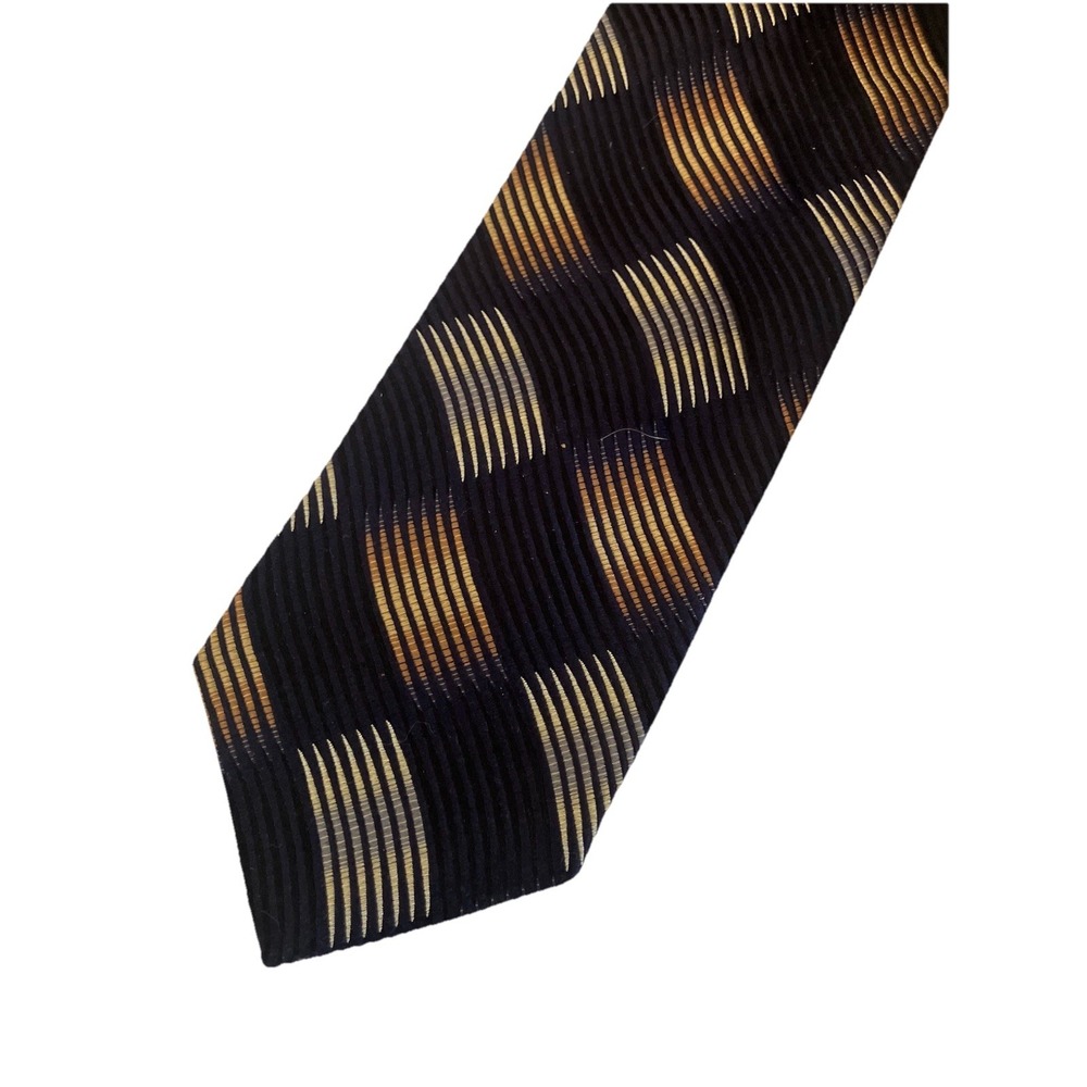 Y2k Vintage Enrico Venturi Cravatte Tie Italian Silk‎  Navy Blue Grandpa